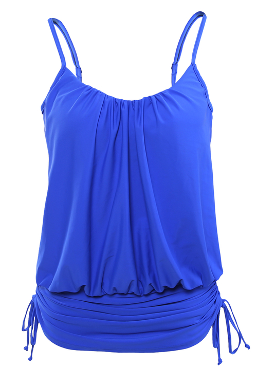 Blue Spaghetti Strap Tankini Swim Top