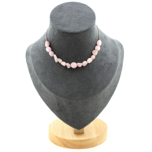 Kunzite from Brazil 15 beads necklace. Stainless steel chain