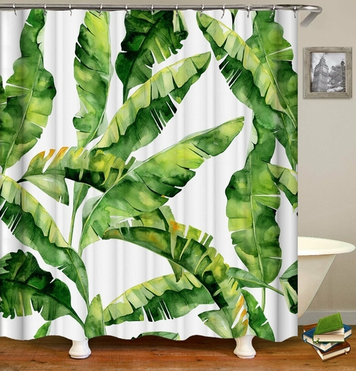 Tropical Banana Leaves Shower Curtain