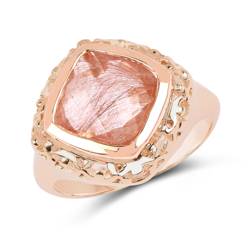 14K Rose Gold Plated 3.25 Carat Genuine Pink Rutile .925 Sterling