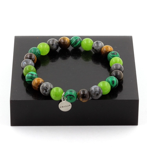 Labradorite + Peridot + Tiger's Eye + Malachite Bracelet 8 mm Beads.