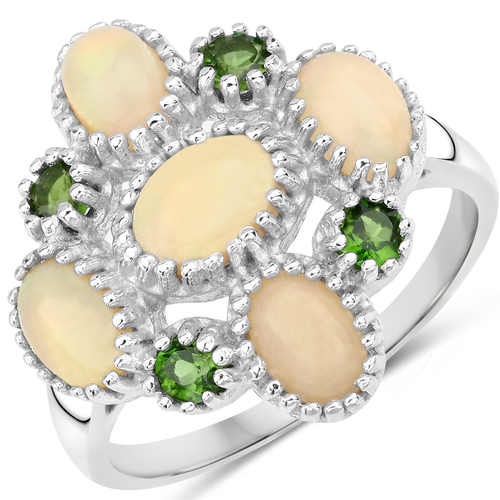 1.90 Carat Genuine Ethiopian Opal and Chrome Diopside .925 Sterling