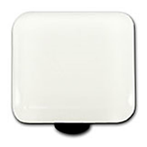 Hot Knobs HK1038-KB White Square Glass Cabinet Knob - Black Post