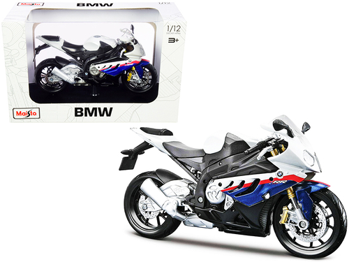 BMW S 1000 RR White with Blue and Red Stripes with Plastic Display
