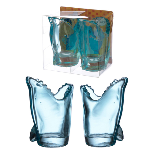 Fun Collectable Glass Shot Glass Set of 2 - Shark (45ml)