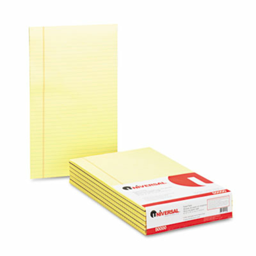 Universal 50000 Glue Top Writing Pads- Wide Rule- Legal- Canary- 50-Sh