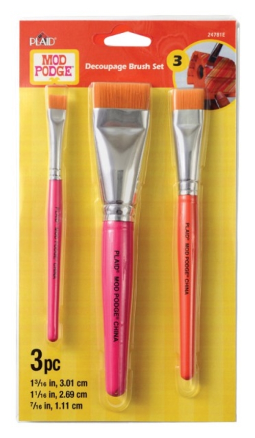 Plaid 24781 Mod Podge 3-Piece Decoupage Brush Set