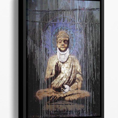 Banksy Injured Buddha Floating Framed Canvas