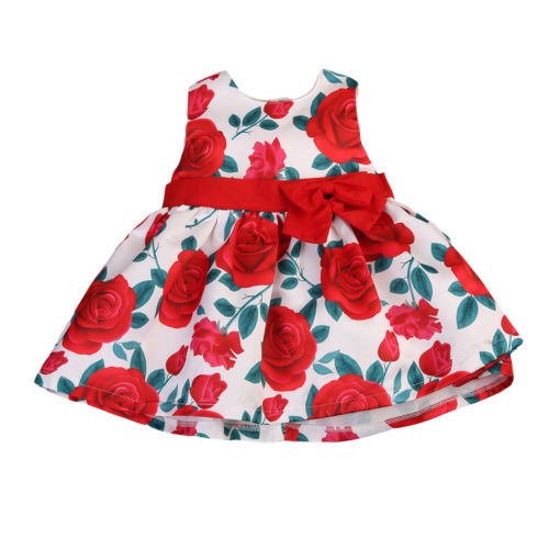 Christmas Flower Girl Bow Princess Dress Kids