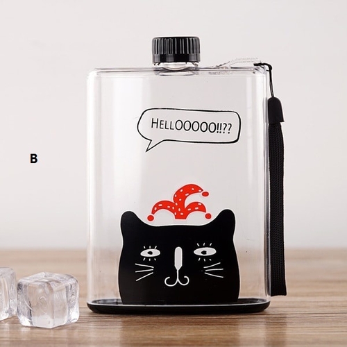 Flask Shaped Water Bottle Cats with Hats