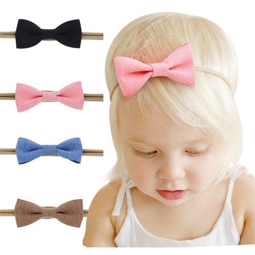 Kids Baby Girls Solid Ribbon Hair Bows