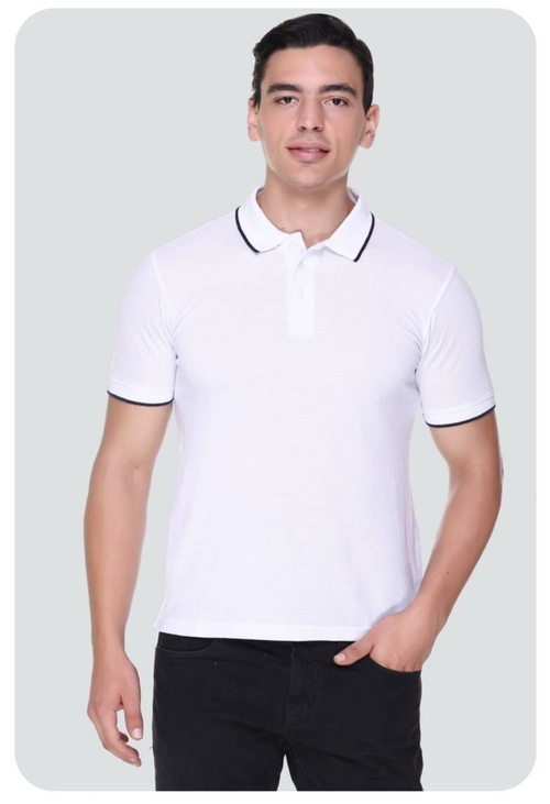 Men Solid Round Neck Cotton Blend  Tshirt (Size-L) (Color-WHITE)