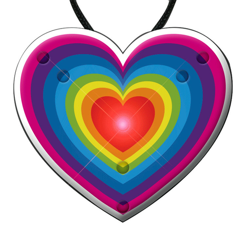 Blinkee RWWHRT-NE Flashing Retro Love Rainbow Heart Pendant Necklace