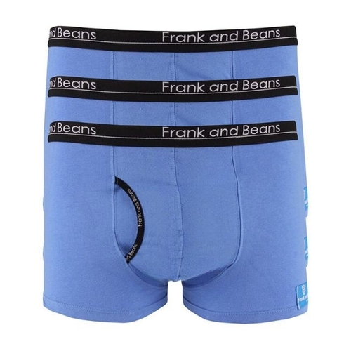 3 Boxer Briefs Mens Cotton Trunks Blue