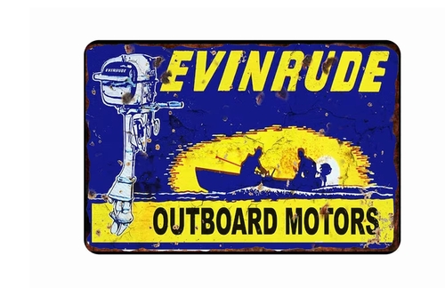 Evinrude Outrbord Motors Metal 8 x 12 inch Tin Sign