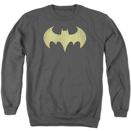 Trevco Dc-Batgirl Logo Distressed - Adult Crew Neck Sweatshirt - Charc