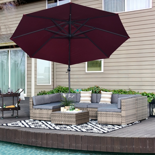 Outsunny 7 Pcs Patio Rattan Sofa Set All Weather Conversation Garden