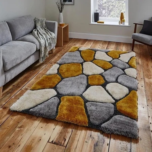 Leaf Designer Shaggy Carpet For Home II Living Room II Hall II Silver