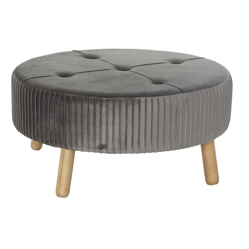 Footrest DKD Home Decor 80 x 80 x 38 cm Scandi Grey Wood Velvet Dark