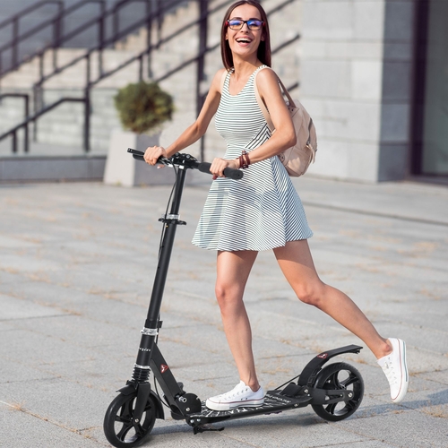 Soozier Foldable Kick Scooter with Adjustable Handlebar, Disc Brake,
