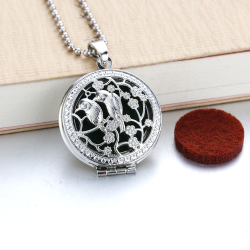 Bird Aroma Diffuser Necklace Open Lockets Pendant