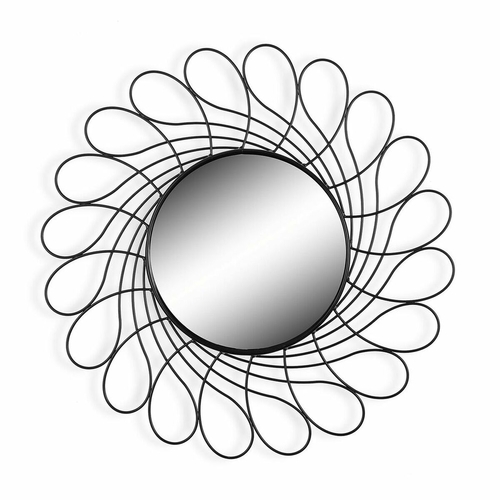 Wall mirror Versa Black Metal (2 x 40 x 40 cm)