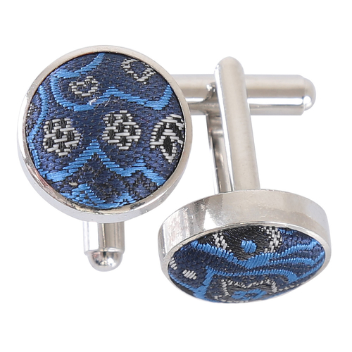 Royal Paisley Cufflinks - Blue & Silver