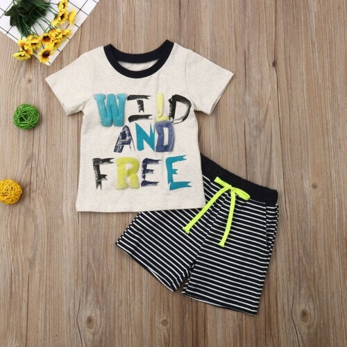 Summer Baby Boy Short Sleeve T-shirt Tops Stripe