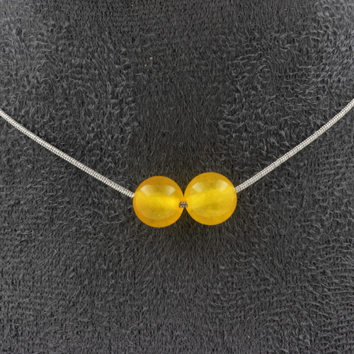 Yellow Agate 2 beads necklace 8 mm.