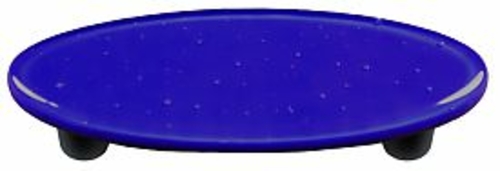 Hot Knobs HK1030-POB Deep Cobalt Blue Oval Glass Cabinet Pull - Black 