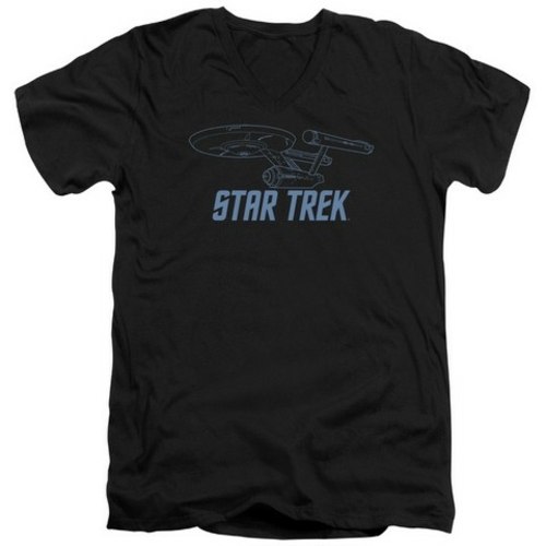 Trevco Star Trek-Enterprise Outline - Short Sleeve Adult 30-1 V-Neck T