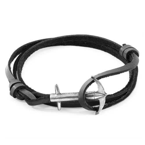 Coal Black Admiral Silver & Leather Bracelet