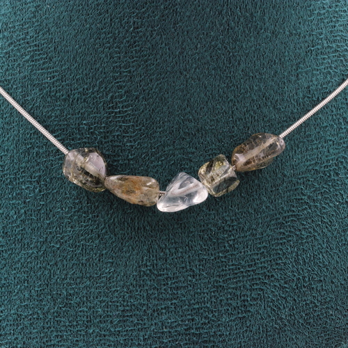 Rutilated Tourmaline Quartz from Brazil 5 beads necklace