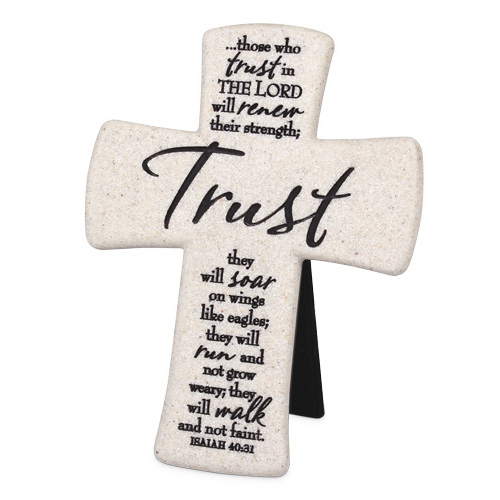 Lighthouse Christian Products 173164 Cross-Desktop-Cast Stone-Scriptur