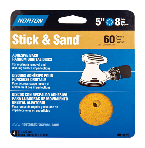 Norton 1934819 Stick & Sand 5 in. Aluminum Oxide Adhesive Random Orbit