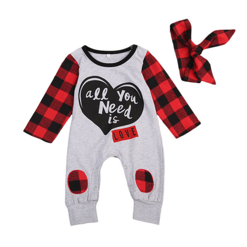 Infant Baby Boy Girl Plaids Romper Jumpsuit