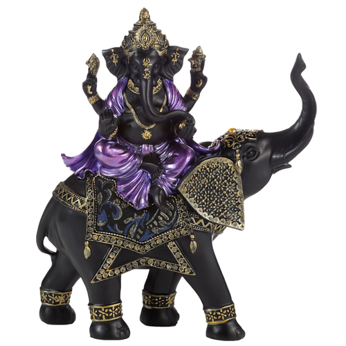 Purple, Gold and Black Ganesh Riding Elephant