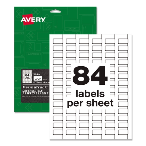 Avery 60535 0.5 x 1 in. PermaTrack Destructible Asset Tag Labels Laser