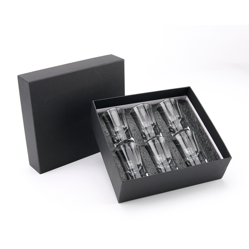 6 Shot Glasses in Black Presentation Gift Box, Gifts for Women and Men