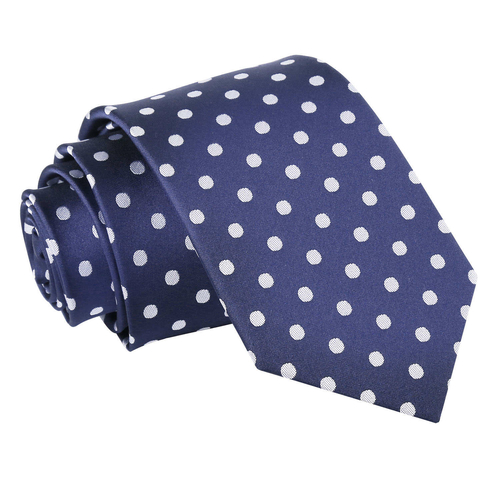 Polka Dot Slim Tie - Navy Blue