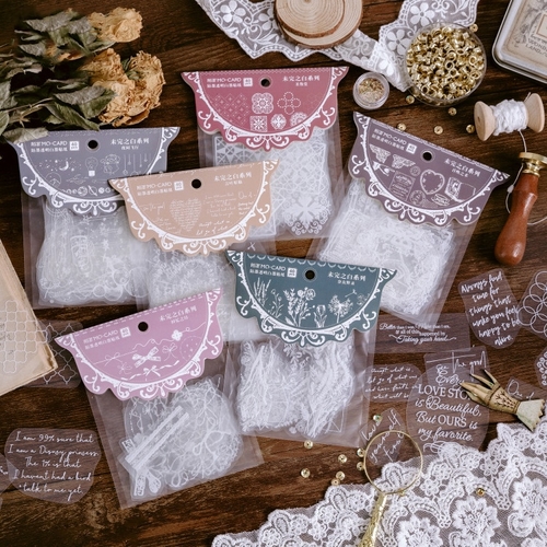 40PCS/PACK Cute Love Bow Flower White