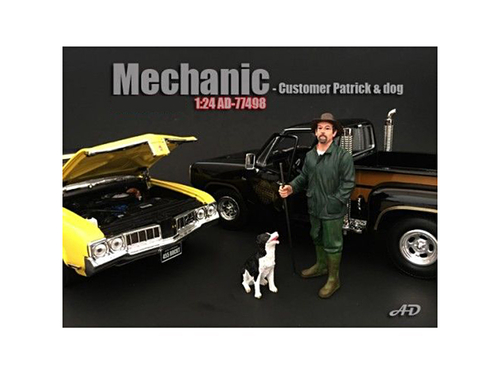 Customer Patrick and a Dog Figurine / Figure For 1:24 Models by