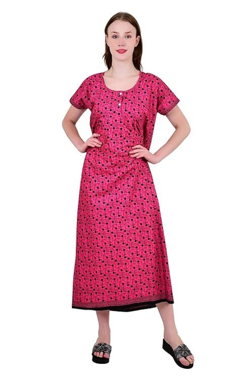 Women's Cotton Nighty Night Gown, Multicolor