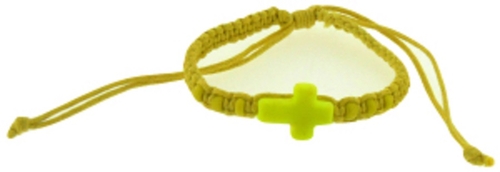 Solid Rock Jewelry 144815 Yellow Cotton Adjustable Friendship with Cro