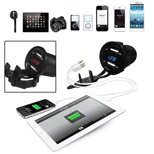 12V DC Motorcycle Car 3.1A Dual USB LED Charger