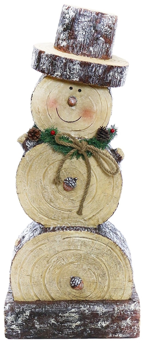 Alpine Corp WTJ104L Wooden Snowman Statue