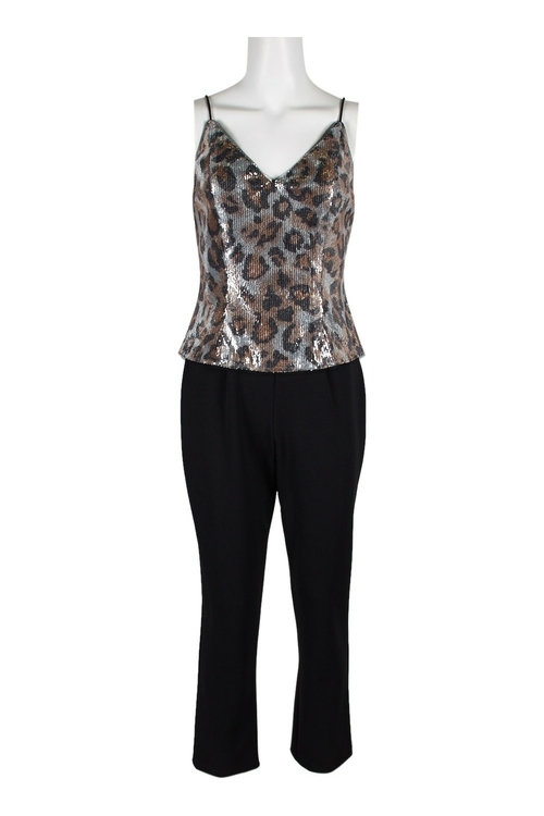 Adrianna Papell V-Neck Spaghetti Strap Popover Zipper Back Mesh Crepe