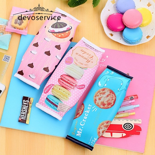 Creative Macaron Pencil cases pencil Bag Leather