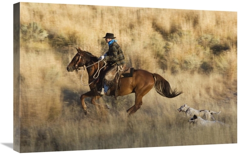 Global Gallery GCS-452589-2030-142 20 x 30 in. Cowboy Riding Horse&#44