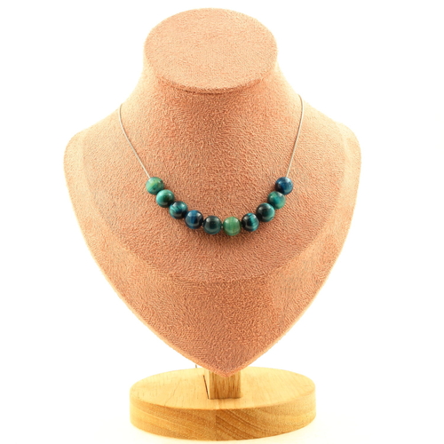 Light blue Tiger's Eye 8 mm 10 beads necklace. 